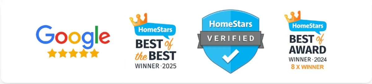 Google rating and HomeStars verification badges for JK Appliance Repair
