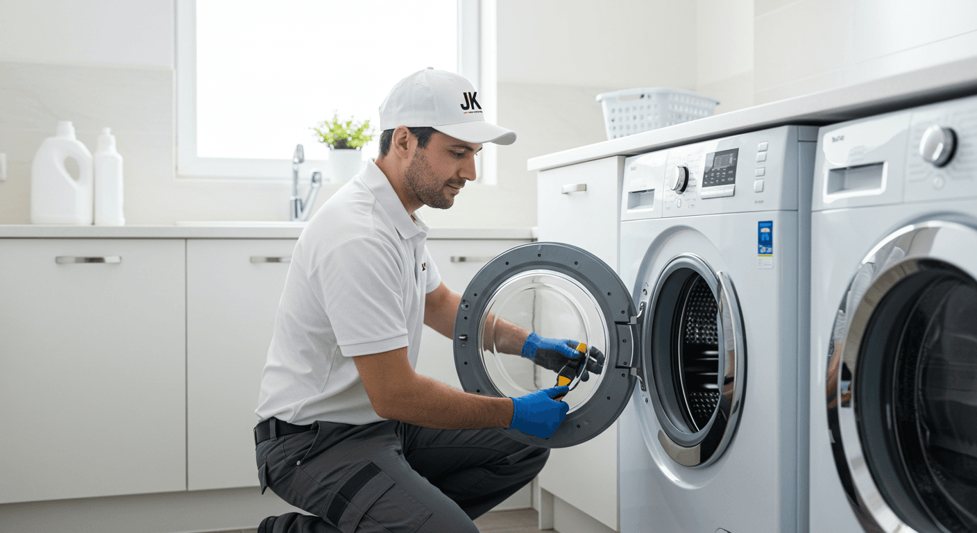 Washing Machine repair technician at work